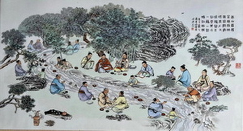 高士图瓷板
